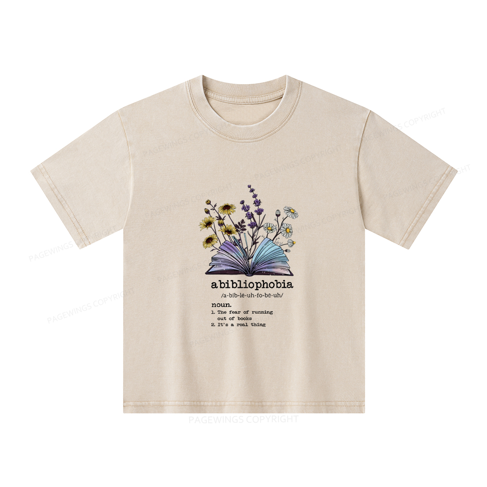 Pagewings Bibliophile Reading Unisex Kids Washed T-shirt