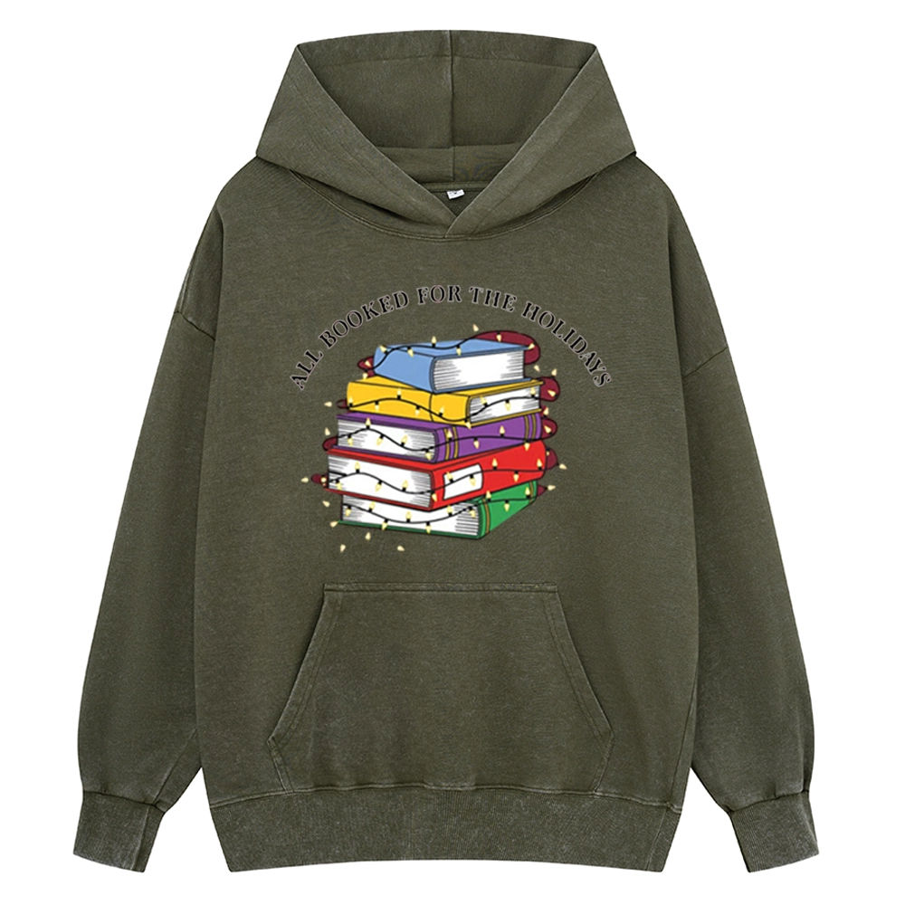 Pagewings Christmas All Booked For the Holidays Unisex Washed Hoodie
