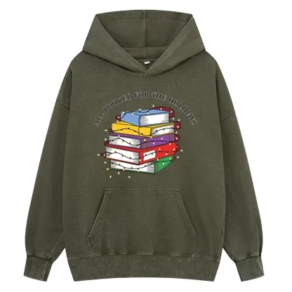 Pagewings Christmas All Booked For the Holidays Unisex Washed Hoodie