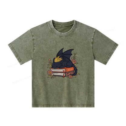Pagewings Dragon Book Unisex Kids Washed T-shirt