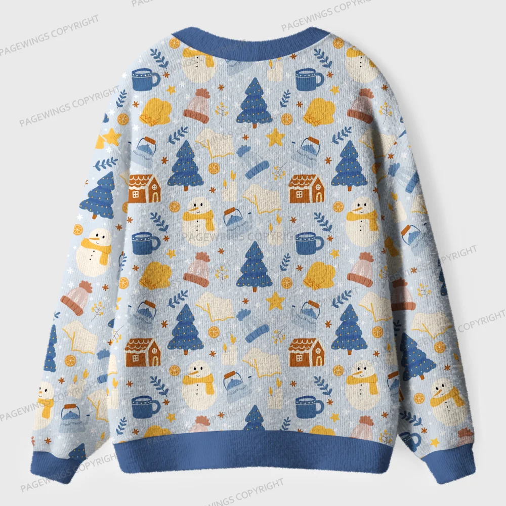 Pagewings Winter Reading Vibes Unisex Ugly Cardigan Sweaters