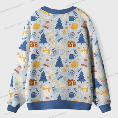 Pagewings Winter Reading Vibes Unisex Ugly Cardigan Sweaters