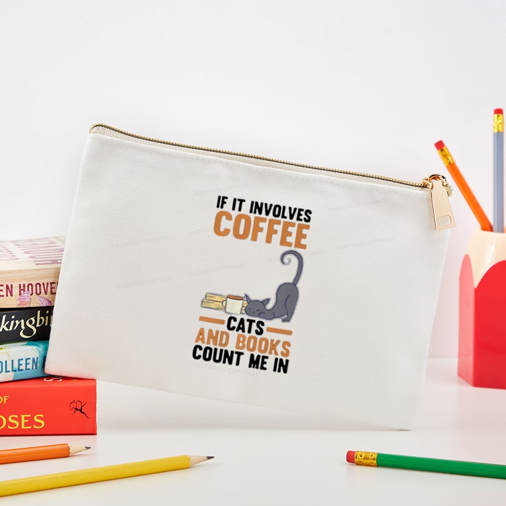 Pagewings Cats Reading Books Coffee Pouch
