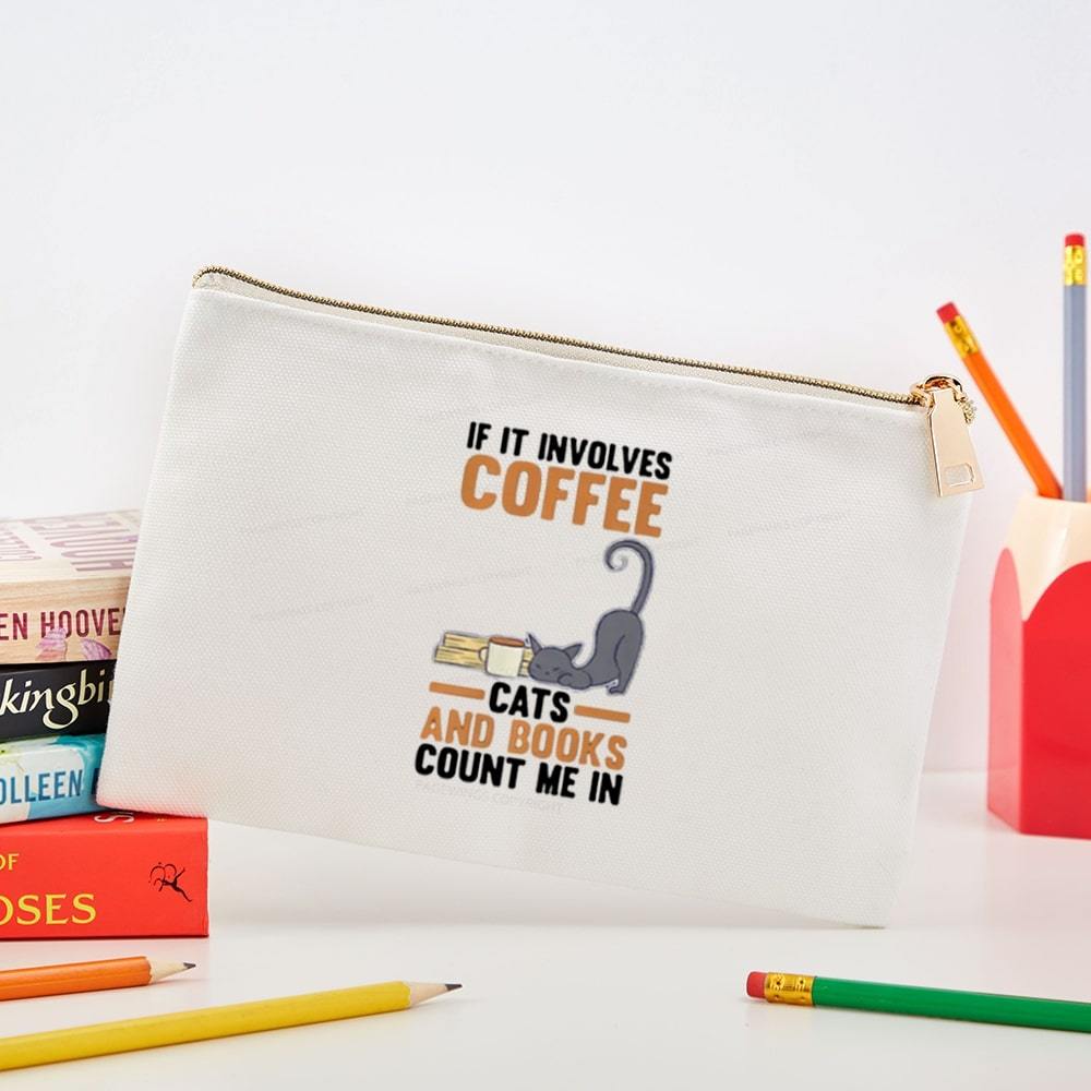 Pagewings Cats Reading Books Coffee Pouch