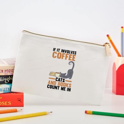 Pagewings Cats Reading Books Coffee Pouch