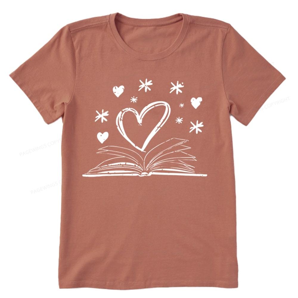 Pagewings Bookworm Librarian Valentines Day Book Unisex Classic T-shirt