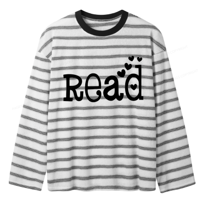 Pagewings Read More Books Unisex Striped Long Sleeve T-Shirt