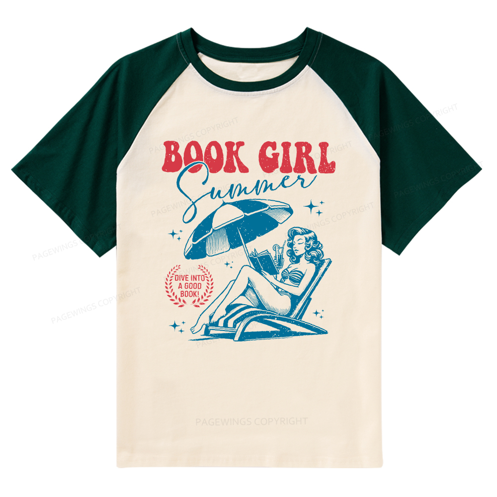 Pagewings Book Girl Summer Raglan T-shirt