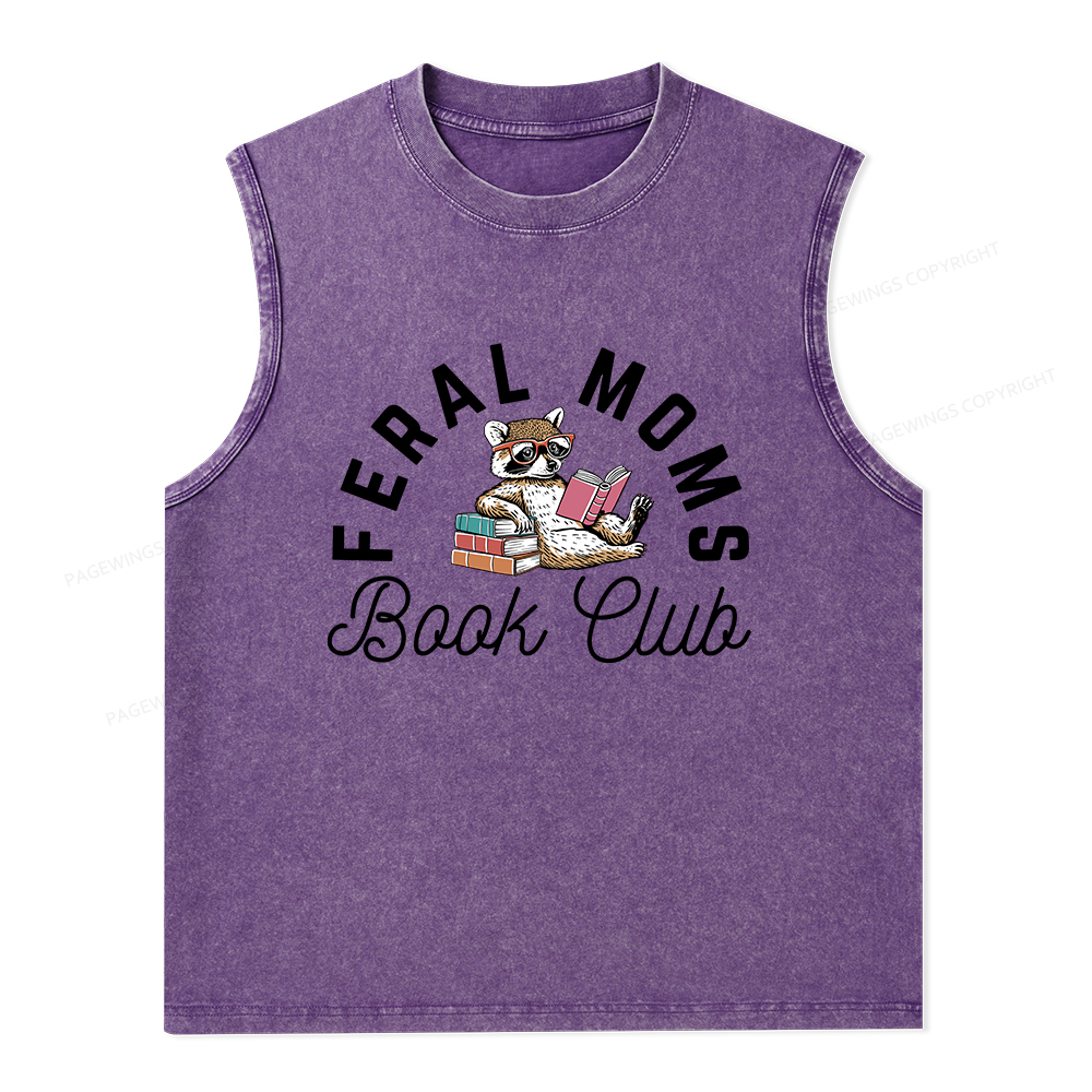 Pagewings Feral Moms Book Club Unisex Washed Tank Top