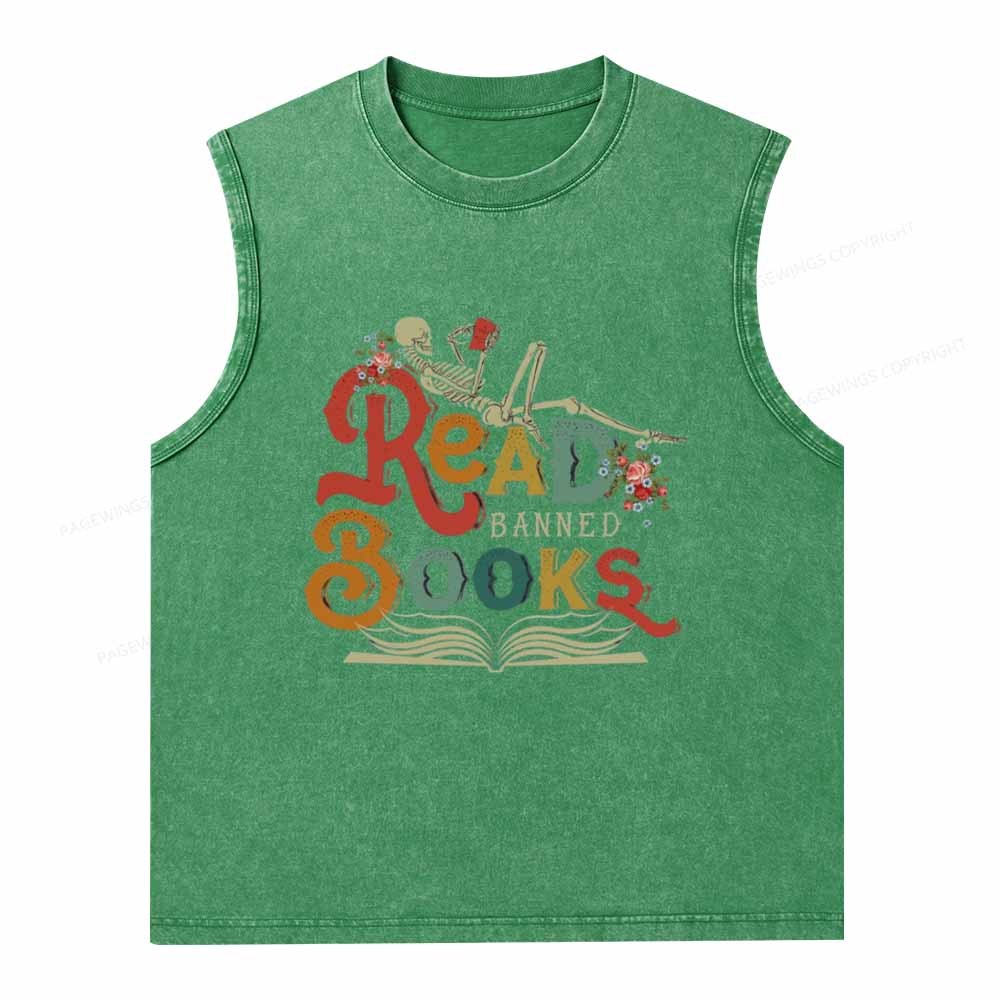 Pagewings Read Banned Books Unisex Washed Tank Top