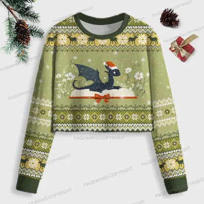 Pagewings Book Dragon Women Ugly Crop Sweatshirt