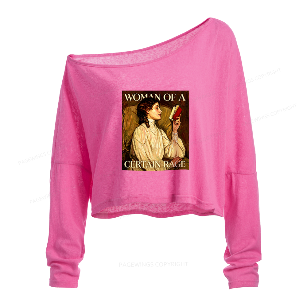 Pagewings Woman Of A Certain Rage Slouchy Long Sleeve Off Shoulder T-shirt