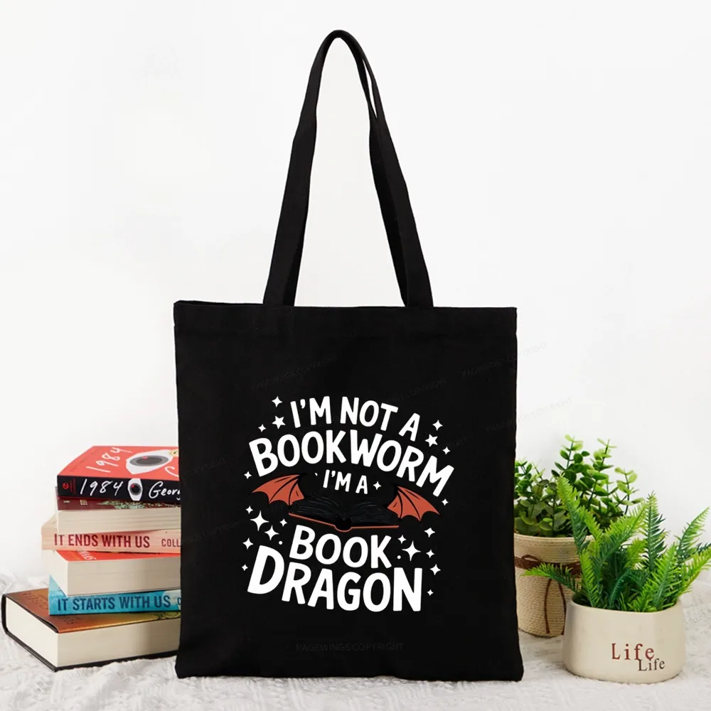 Pagewings I'm Not A Bookworm I'm A Book Dragon Tote Bag