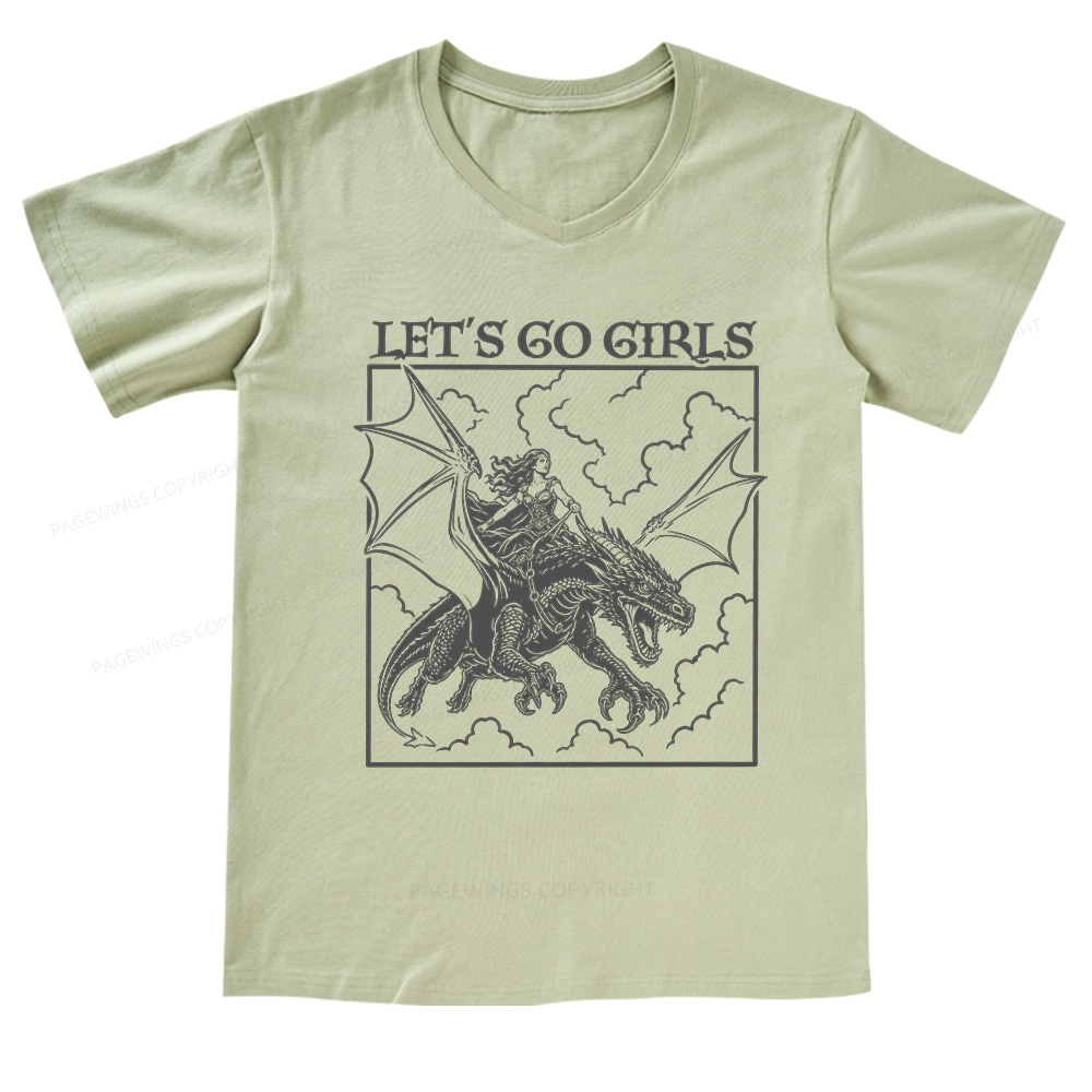 Pagewing Let's Go Girls V-neck T-shirt