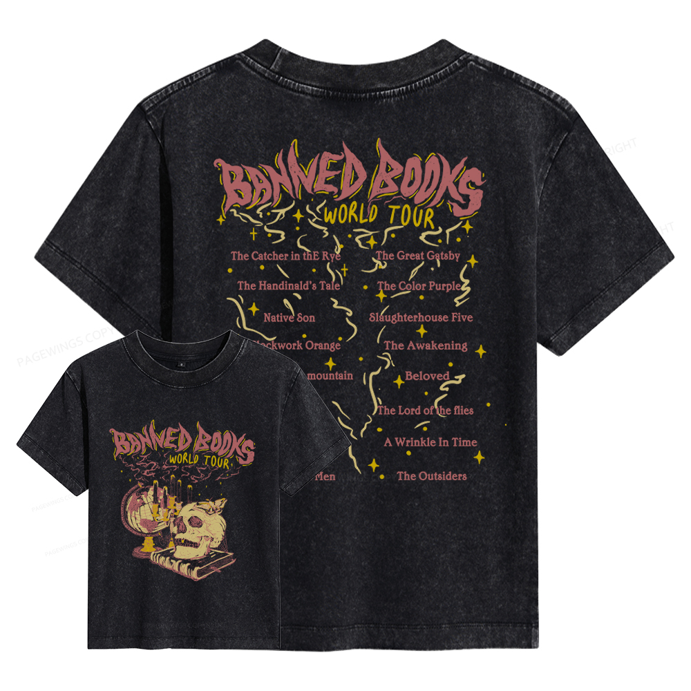 Pagewings Banned Books World Tour Women's Washed T-shirt