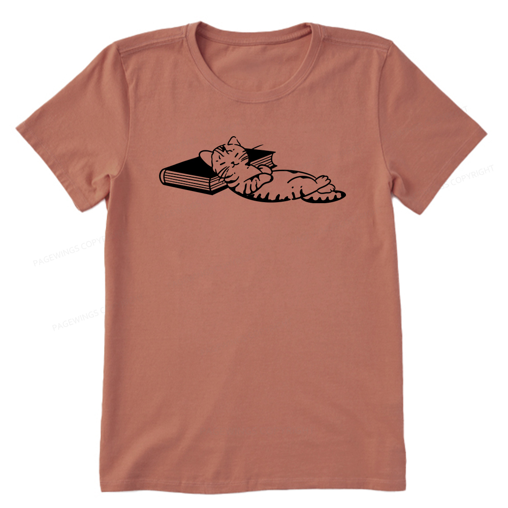 Pagewings A Cat Sleeping On The Book Unisex Classic T-shirt