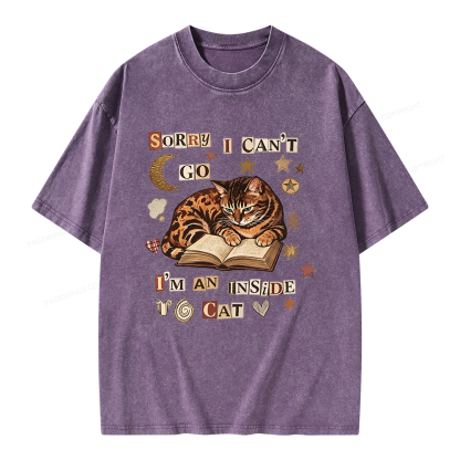 Pagewings Sorry I Can't Go I'm an Inside Cat Unisex Washed T-shirt