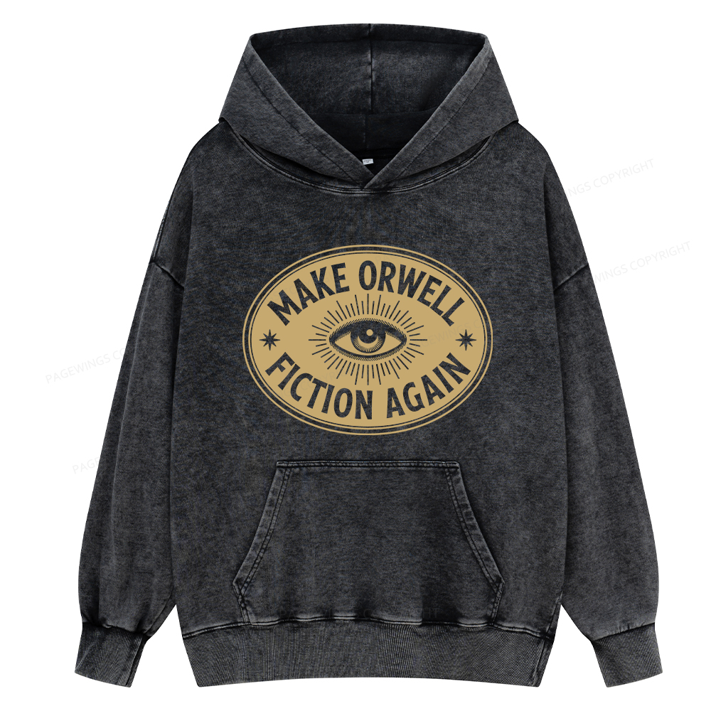 Pagewings Make Orwell Fiction Again Unisex Washed Hoodie