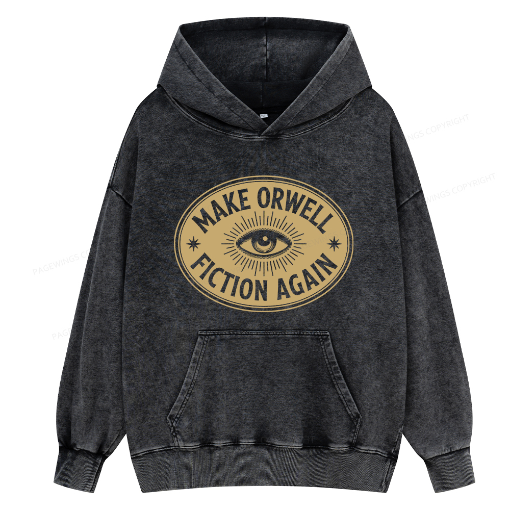 Pagewings Make Orwell Fiction Again Unisex Washed Hoodie