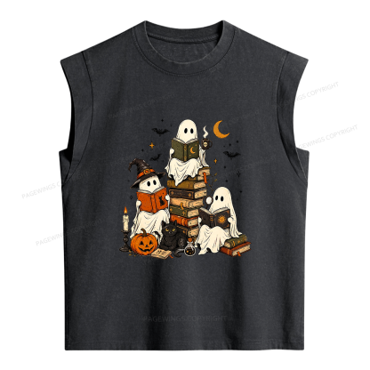 Pagewings Halloween Book Club Women's Washed Tank Top
