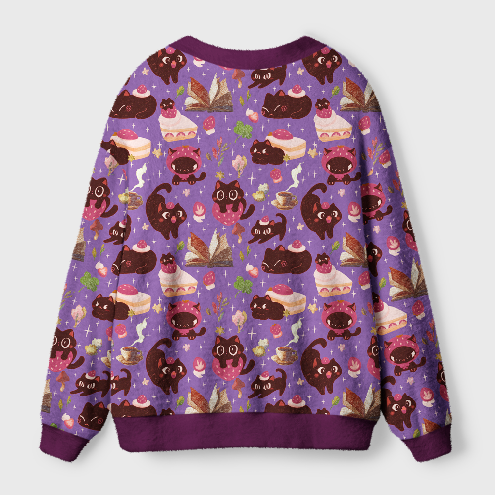 Pagewings Just a Cat Who Loves Reading Light Knit Unisex Cardigan Sweaters