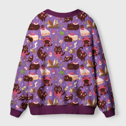 Pagewings Just a Cat Who Loves Reading Light Knit Unisex Cardigan Sweaters