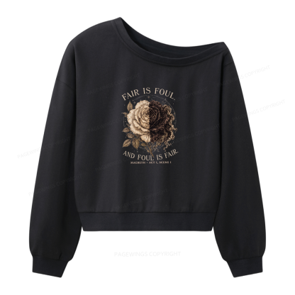 Pagewings Shakespeare Bookish Women Off Shoulder Sweatshirt