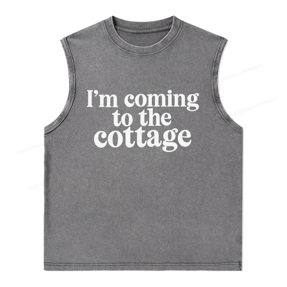 Pagewings I'm Coming To The Cottage Unisex Washed Tank Top