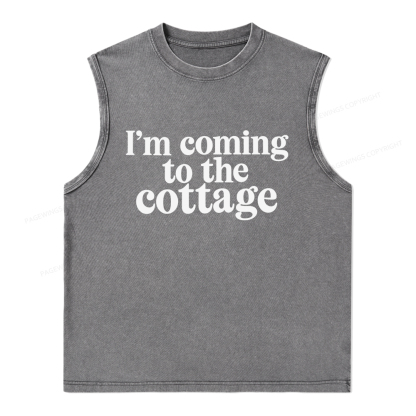 Pagewings I'm Coming To The Cottage Unisex Washed Tank Top