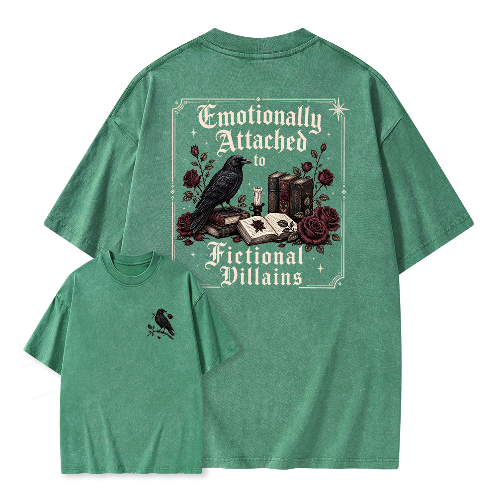 Pagewings Emotionally Attached to Fictional Villains Unisex Washed T-shirt