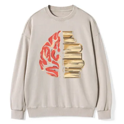 Pagewings  Book is Brain Unisex Washed Sweatshirt