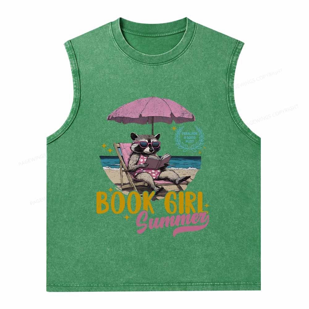 Pagewings Book Girl Summer Washed Tank Top