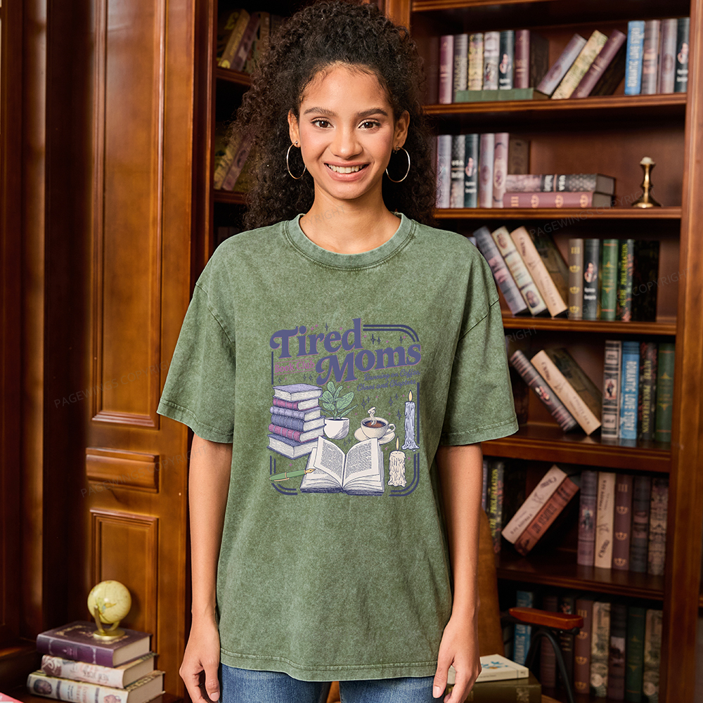Pagewings Tired Moms Book Club Unisex Washed T-shirt