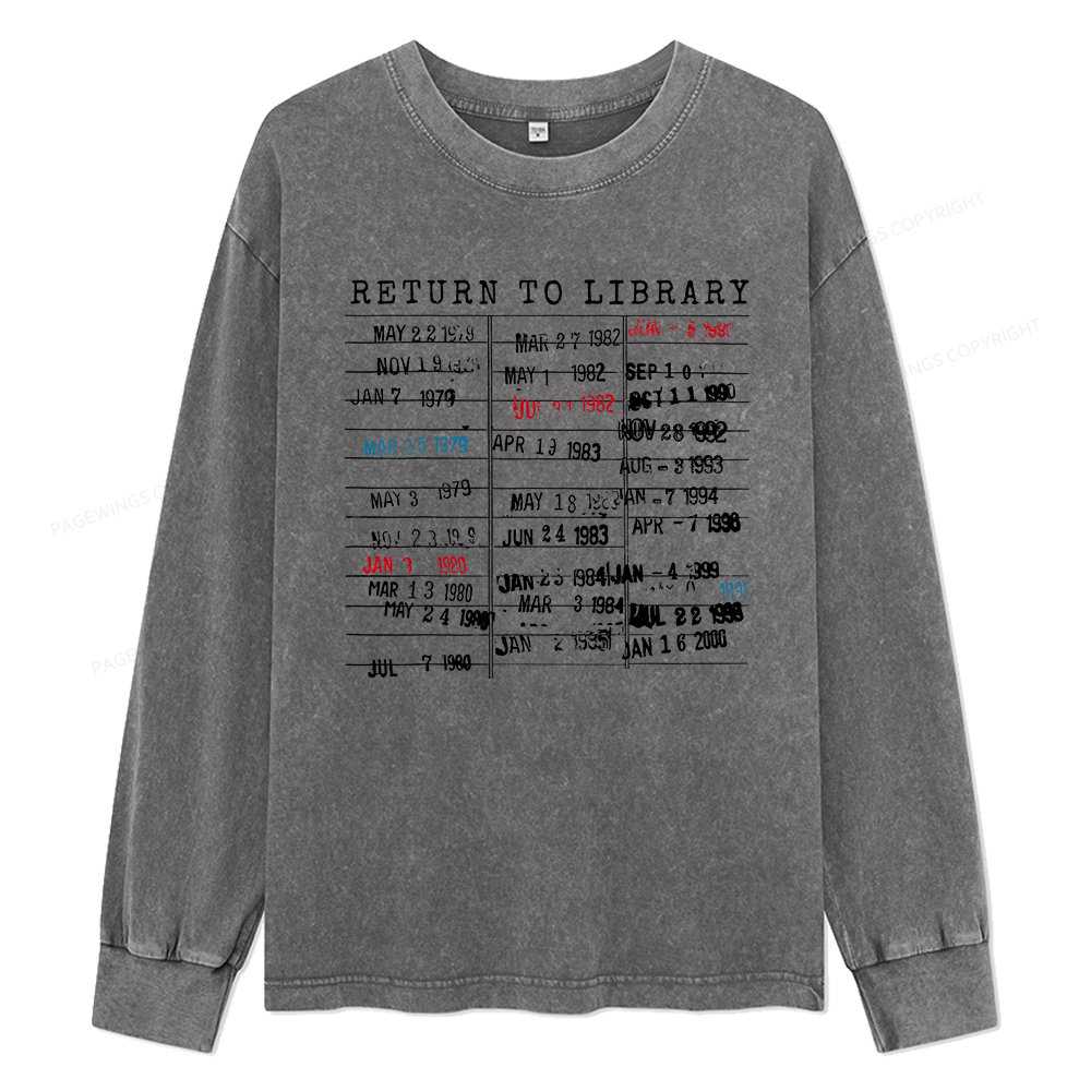 Pagewings Return To Library Unisex Washed Long Sleeve T-shirt
