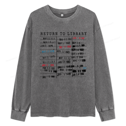 Pagewings Return To Library Unisex Washed Long Sleeve T-shirt