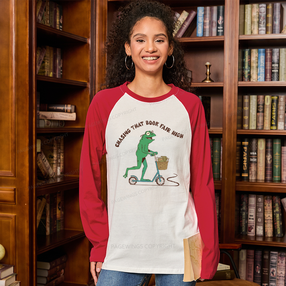 Pagewings Chasing That Book Fair High Long Sleeve Raglan T-shirt