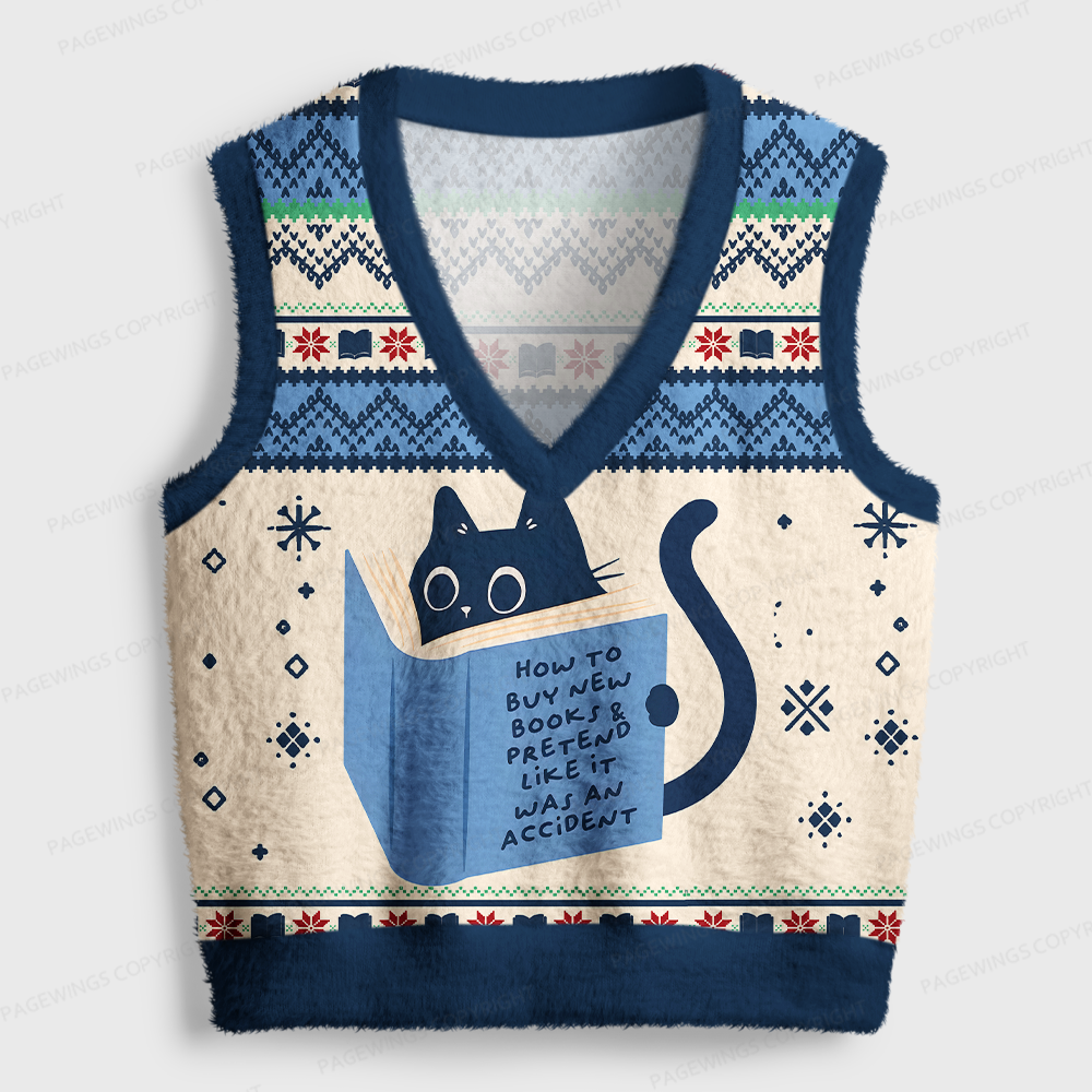 Pagewings Read Books Women's V-Neck Ugly Knit Vest