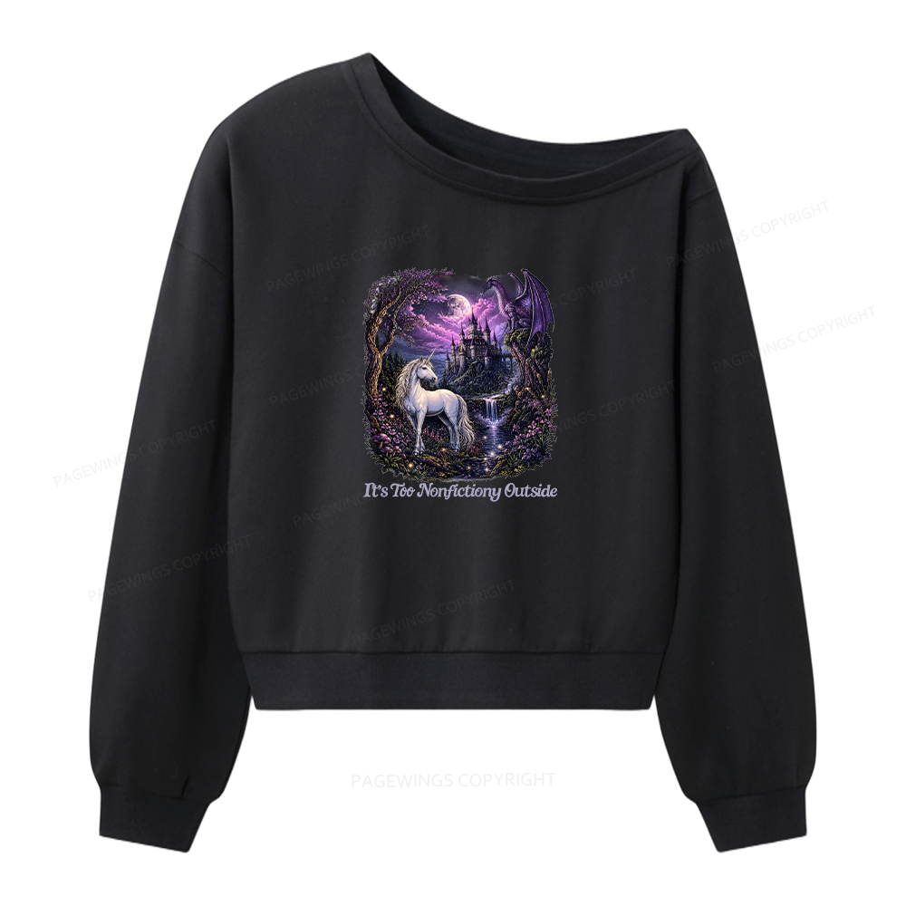 Pagewings 90s Fantasy Women Off Shoulder Sweatshirt