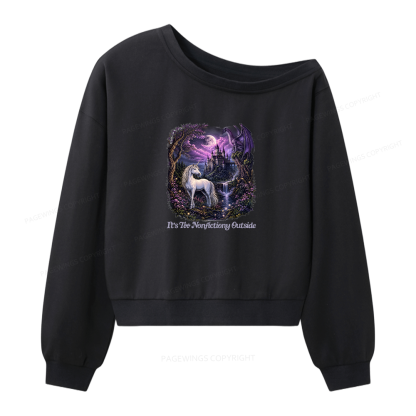 Pagewings 90s Fantasy Women Off Shoulder Sweatshirt