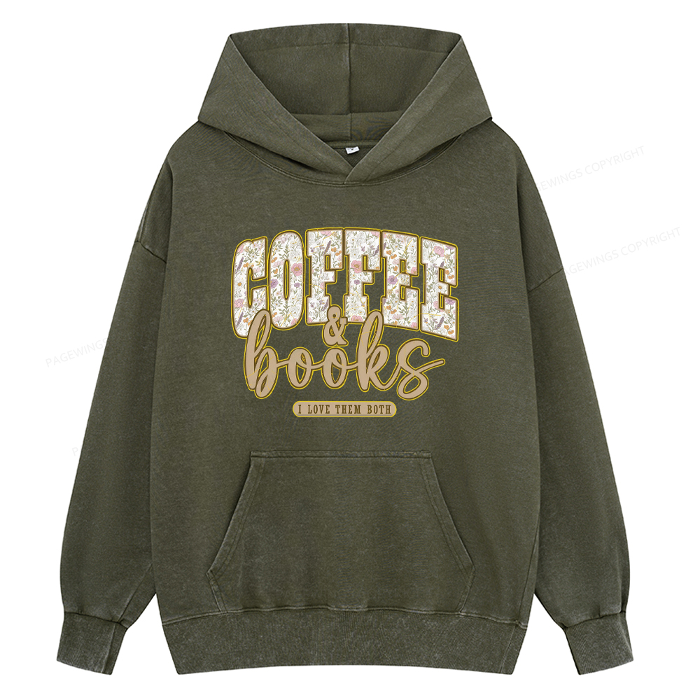 Pagewings Coffee And Books Unisex Washed Hoodie