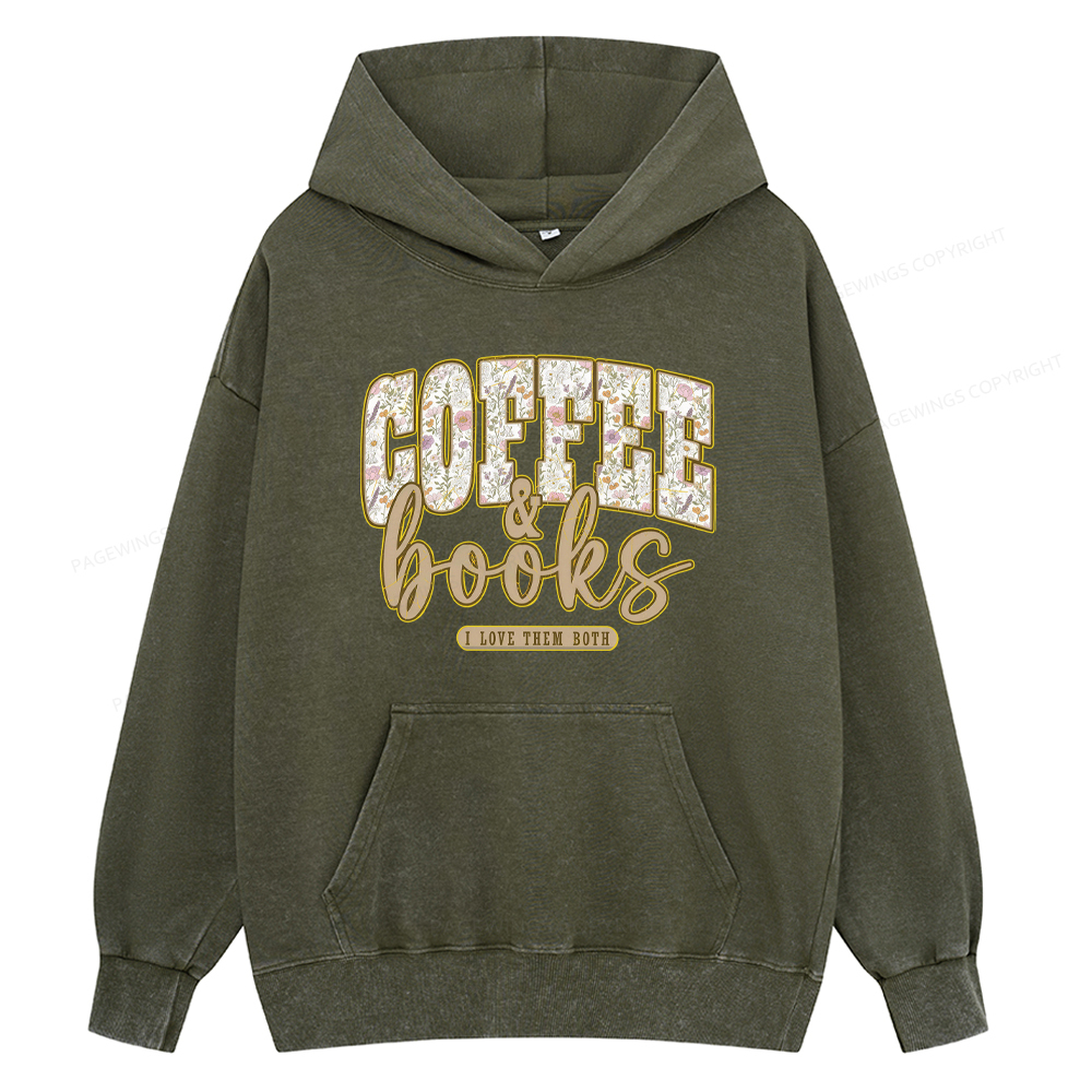 Pagewings Coffee And Books Unisex Washed Hoodie