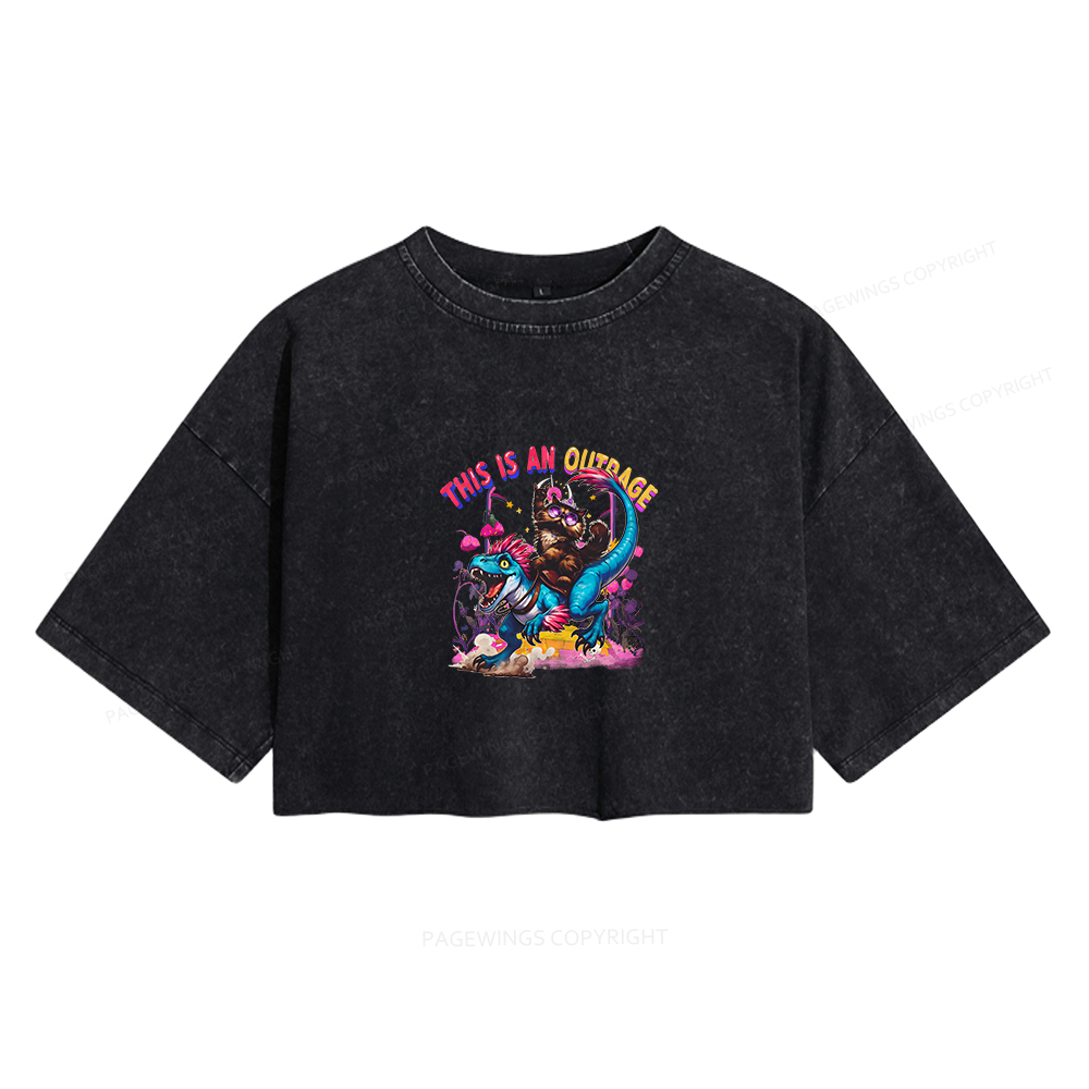 Pagewings This Is An Outrage Women's Washed Cropped T-shirt
