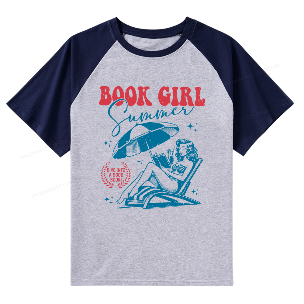 Pagewings Book Girl Summer Raglan T-shirt