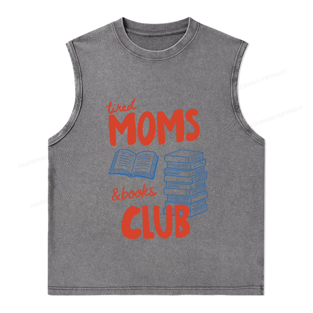 Pagewings Tired Moms Books Club Unisex Washed Tank Top