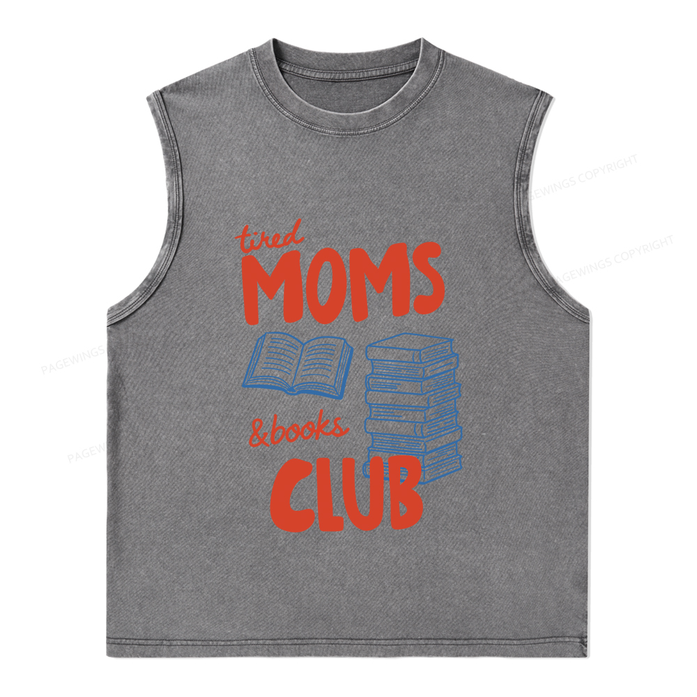 Pagewings Tired Moms Books Club Unisex Washed Tank Top