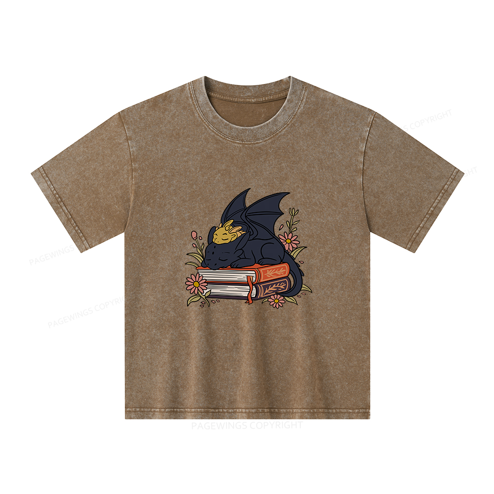 Pagewings Dragon Book Unisex Kids Washed T-shirt