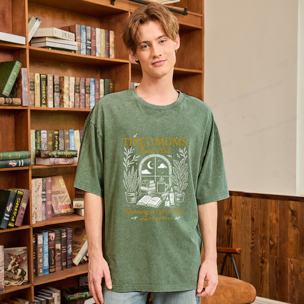 Pagewings Tired Moms Book Club Unisex Washed T-shirt