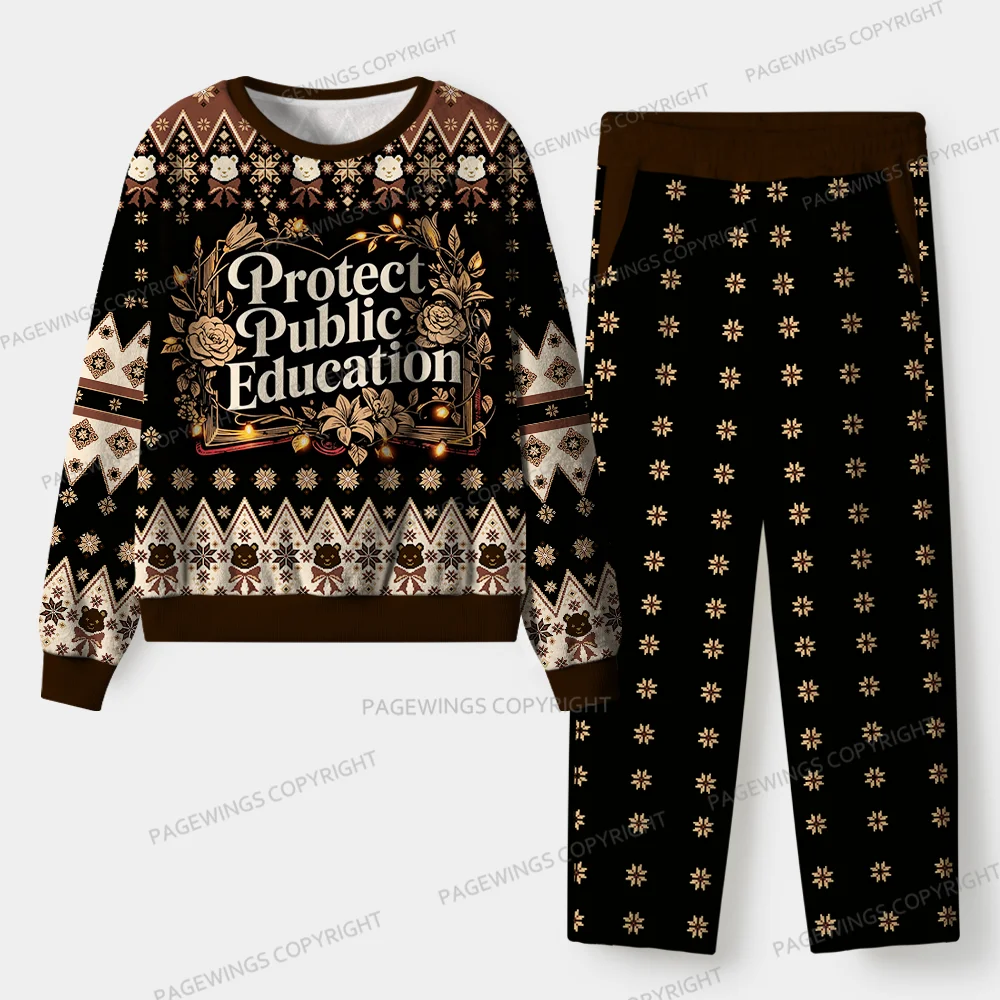 Pagewings Protect Public Education Unisex Flannel Pajama Set