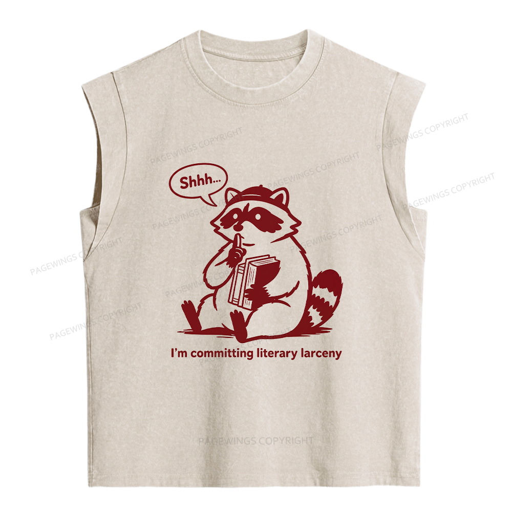 Pagewings I’m Committing Literary Larcen Women's Washed Tank Top