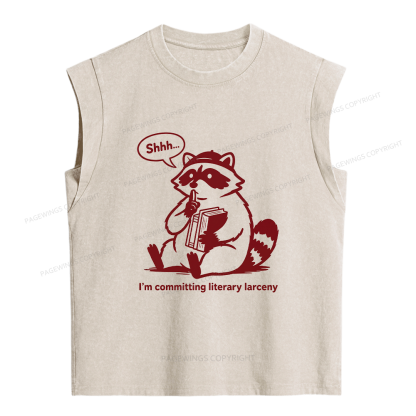 Pagewings I’m Committing Literary Larcen Women's Washed Tank Top